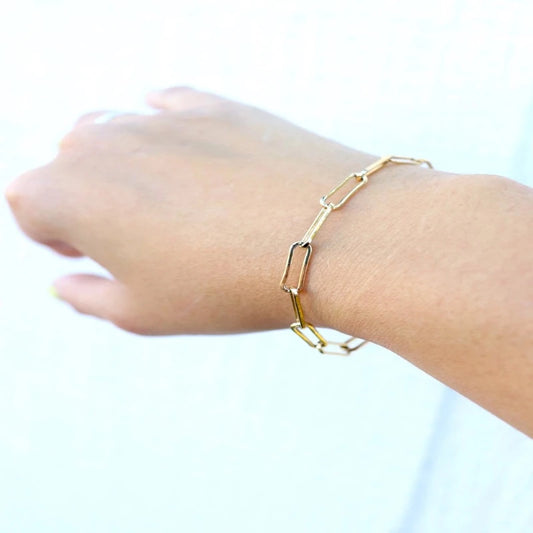 Paper clip Gold Chain Bracelet